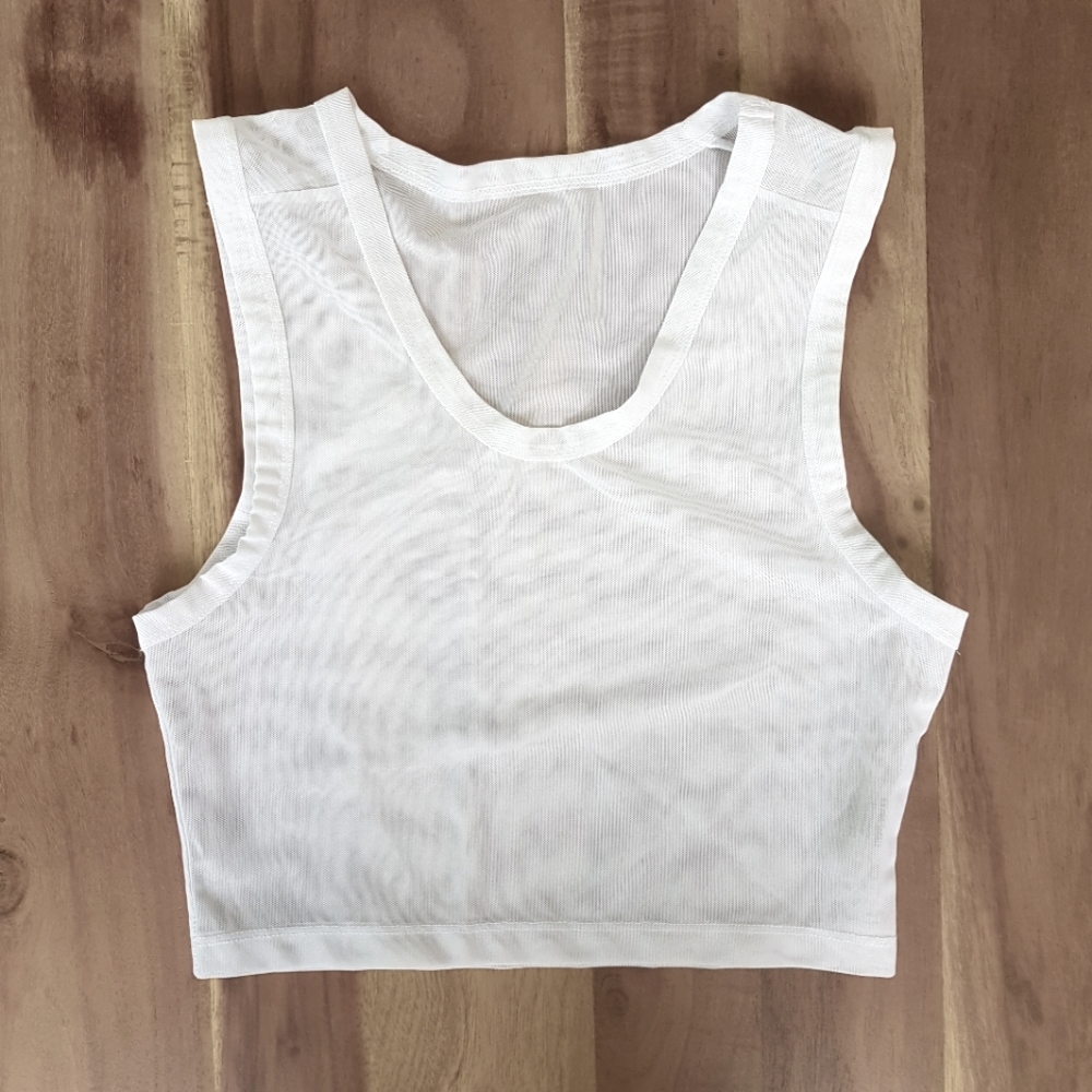 BuffBunny Sheer White Crop Top • XS